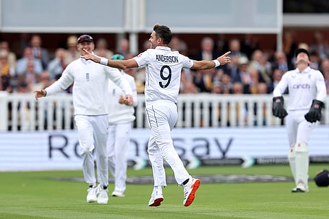 James Anderson celebrates the wicket of Joshua Da Silva
